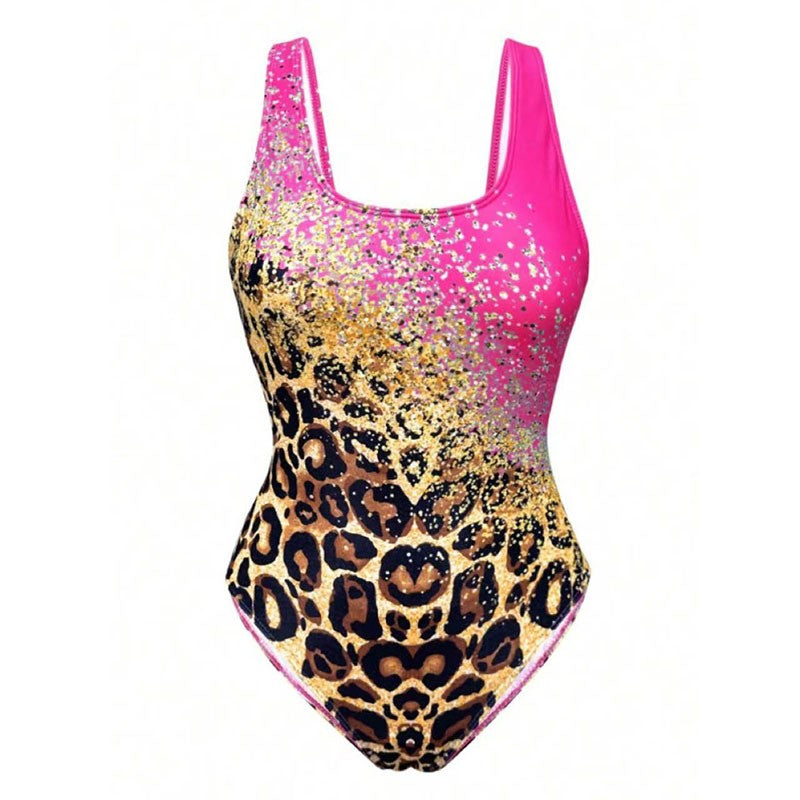 New Sexy Printed Bikini Tie Dye Leopard Print Backless Sports Swimsuit Women's One-piece Bikini Set
