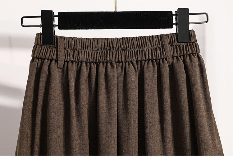 Solid Versatile Medium Length Pleated Skirt 2026 Plus Size Skirts A-Line Maxi Gown Spring Autumn New Half-length Umbrella Skirt