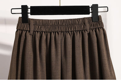 Solid Versatile Medium Length Pleated Skirt 2026 Plus Size Skirts A-Line Maxi Gown Spring Autumn New Half-length Umbrella Skirt