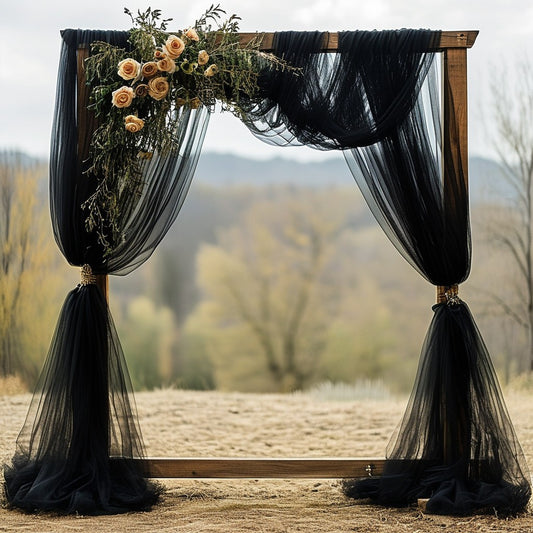 2pcs 8meter Black Polyester Tulle Draping Fabric Wedding Arches Birthday Parties & Stage Decor Christmas Halloween St. Patrick's