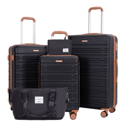 Conjuntos de Malas com 3 Peças e Rodas Duplas Giratórias, Conjunto de Malas de Viagem Rígidas em ABS com Trava TSA