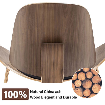 Modern Nordic Style Three-Legged Shell Chair Ash Plywood Fabric Upholstery Living Room Chair Furniture Modern Lounge Shell Chair