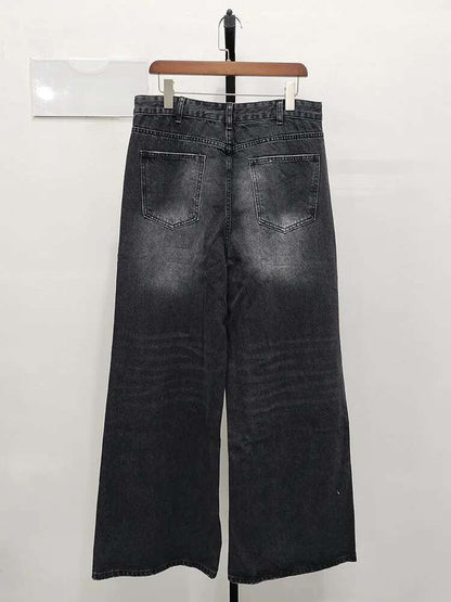 IEFB Calça Jeans Masculina de Verão Azul Velho Lavada Jeans Masculino Reta Casual Masculina Solta Perna Larga Novidade Moda 9C354