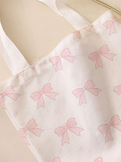 Bow pattern printed casual handbag, reusable fashionable backpack, multifunctional handbag, canvas shopping bag