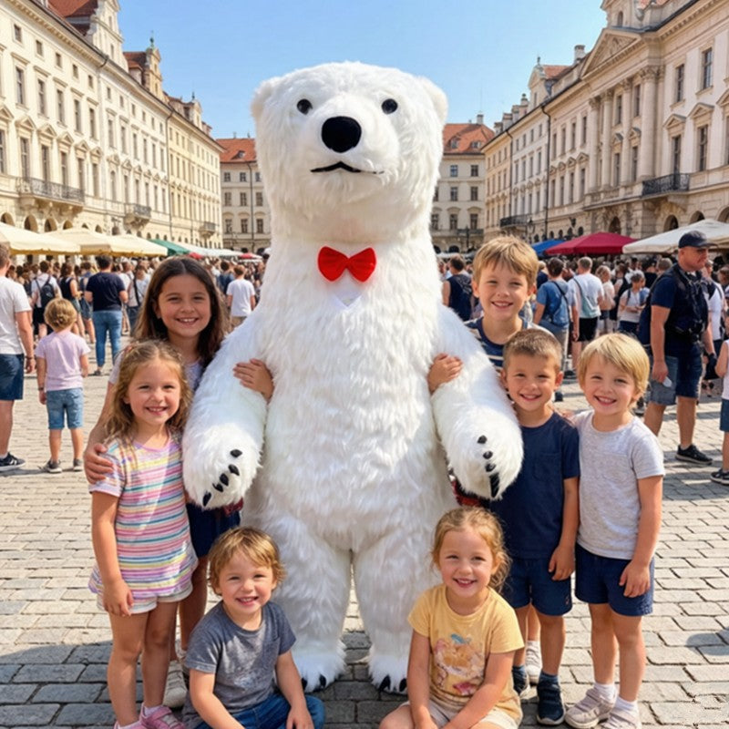 Giant inflatable cartoon doll costume, polar bear inflatable costume, funny street mascot, Halloween party, commercial role-play