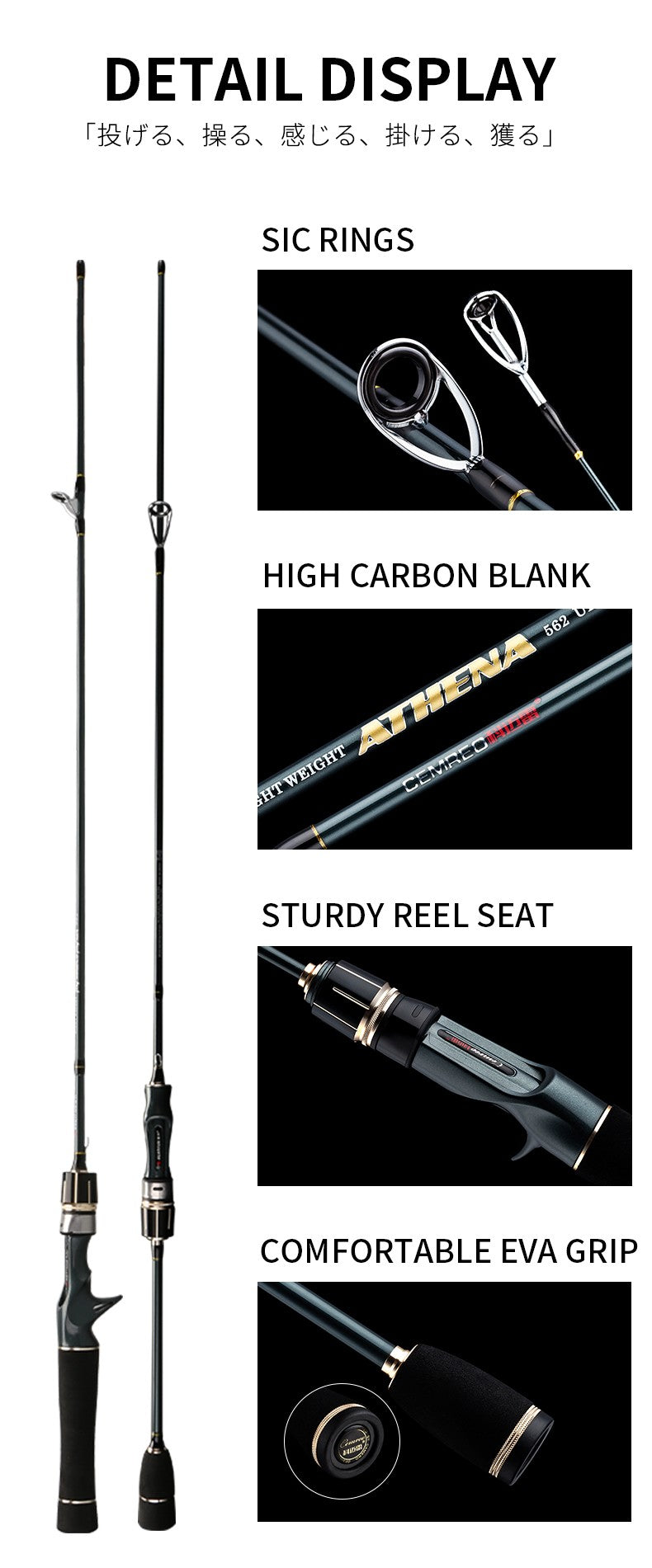Vara de pesca de truta L+UL Dicas de vara de pesca leve para trutas Vara de pesca giratória/casting Isca de pesca Isca de pesca de polvo Lula de pesca