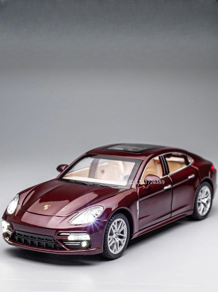 1:24 Scale Panamera Miniature Car Model Toys Alloy Diecast with 6 Doors Opened Pull Back Toy Vehicles for Kids Birthday Gift