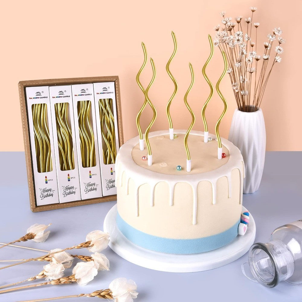6/12/48pcs Birthday Candles Spiral Cake Candles  Long Thin Cake Candles For Wedding Party And Cake Decoration