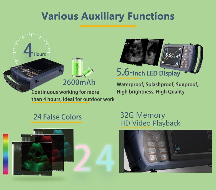 Scanner de Ultrassom Veterinário Portátil Máquina de Prenhez de Ultrassom B Veterinária Portátil (B, BB, 4B, B+M, M) para Porcos Ovinos Bovinos Equinos Cães