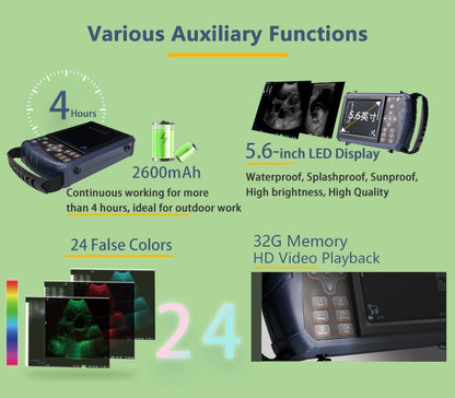 Scanner de Ultrassom Veterinário Portátil Máquina de Prenhez de Ultrassom B Veterinária Portátil (B, BB, 4B, B+M, M) para Porcos Ovinos Bovinos Equinos Cães
