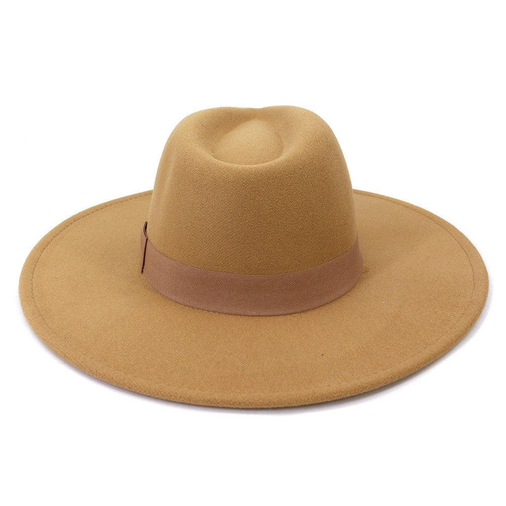 Big Wide Brim Women Hats 2021 Winter Autumn Ladies Elegant Retro Felt Fedora Hat Wedding Church Dress Formal Hat