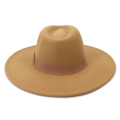 Big Wide Brim Women Hats 2021 Winter Autumn Ladies Elegant Retro Felt Fedora Hat Wedding Church Dress Formal Hat