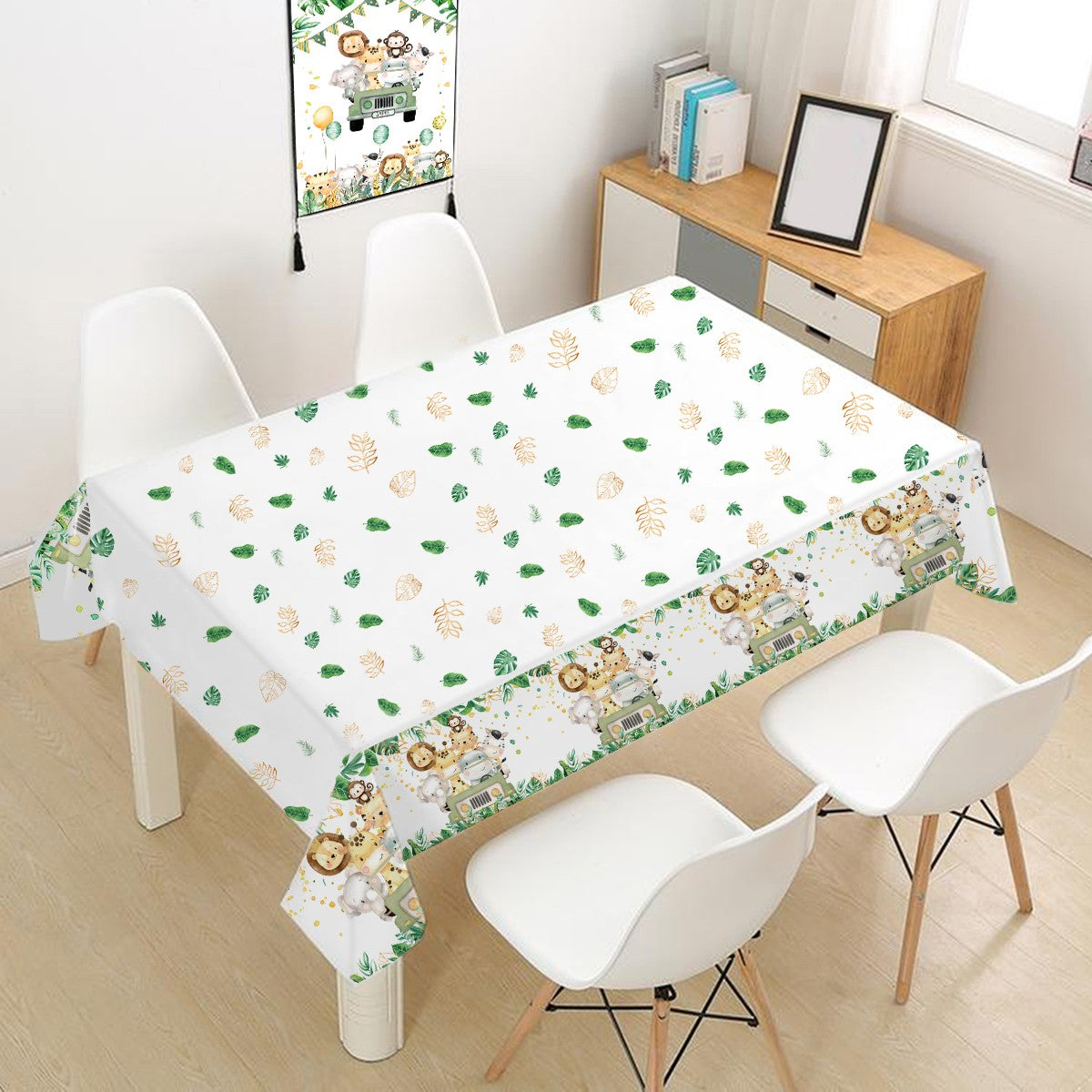Cartoon Animal Tablecloth Jungle Safari Theme Party Supplies Disposable Table Cover Baby Shower Kids Birthday Party Decorations