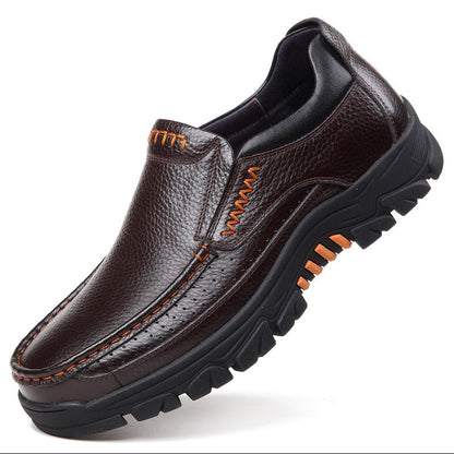 100% Genuine Leather Shoes Men Loafers Soft Cowhide Mens Casual Shoes Brand Male Footwear Black Brown Slip-on Thick Sole