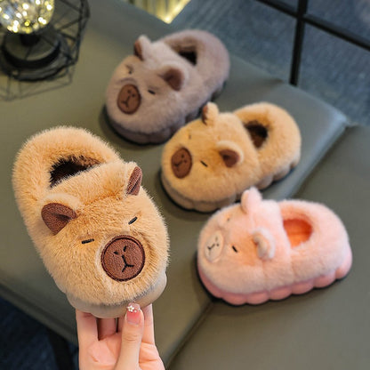 Kids Winter Warm Cotton Slippers Cute Capybara Slip-On Shoes for Boys Girls Soft Non-Slip Soles Lightweight  Warm Home Shoes