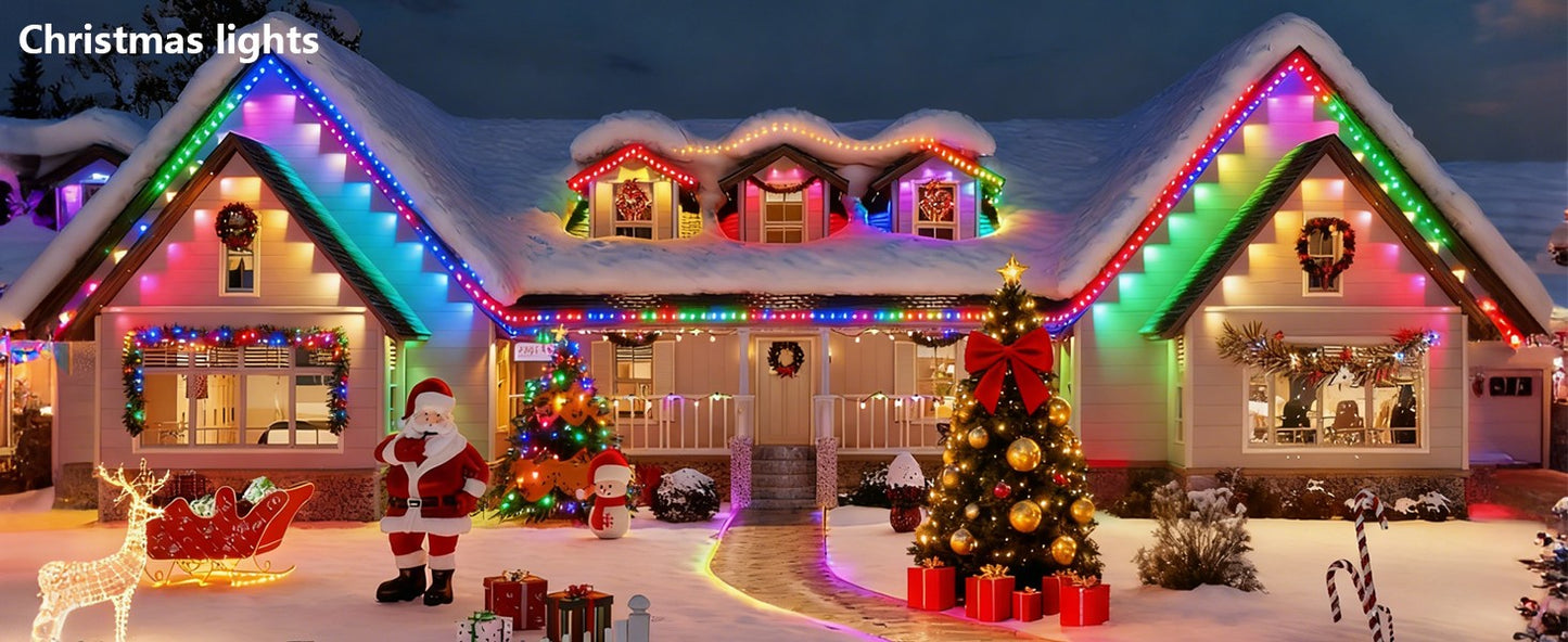 Smart Permanent Outdoor Lights Eaves Lights IP67 Waterproof Light String with App Remote Control Music Sync for House Roof Decor