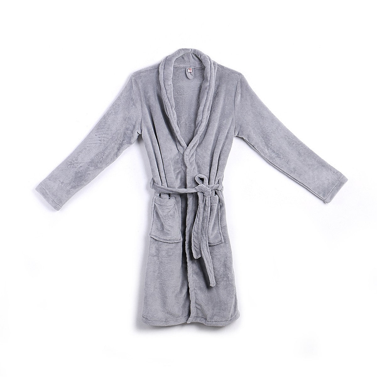Casaul Men's Plush Shawl BathRobes with Sashes Men Soft Long Sleeve 2 Side Pockets Cloak Winter Solid Warm Dressing Gown M-XXL