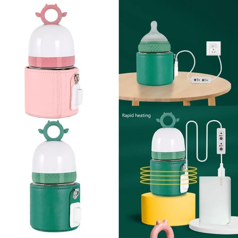 J15U 3Pcs/set Bottle Insulation Cover for Baby Newborns USB Heating Constant Temperature Sleeve Portable Milk Warmer Bag