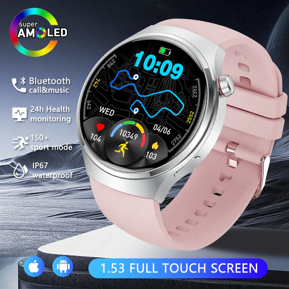 Smartwatch Esportivo Watch 4 Pro Masculino Tela AMOLED HD 360*360 Frequência Cardíaca Chamada Bluetooth IP68 À Prova D'água Música Novo SmartWatch 2025