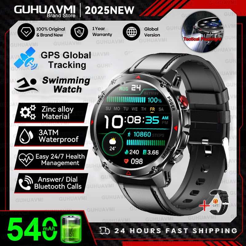 2025 Novo Smartwatch Profissional GPS Esportivo ao Ar Livre Corrida Rastreamento GPS Natação Bússola Altímetro 3ATM Pulseiras Esportivas Masculino