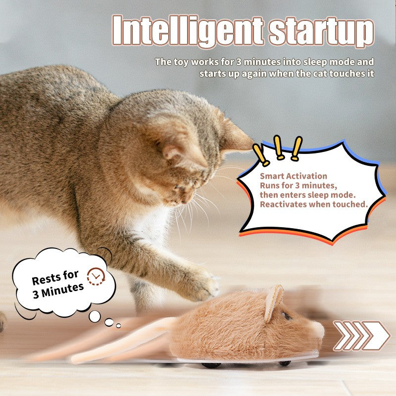 Brinquedos Elétricos Interativos de Rato para Gatos Brinquedo Engraçado de Pelúcia Inteligente para Animais de Estimação Brinquedos de Movimento Interativo Rápido Acessórios para Gatos de Estimação