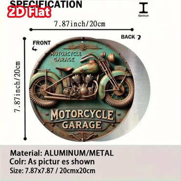 2D Vintage Round Aluminum Sign - Retro Metal Tin Sign - Motorcycle Rustic Metal Wall Art ,Room Decor Gift For Motorcycle