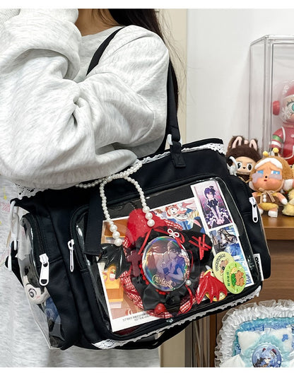 New Japanese Style Transparent Crossbody Bag Cute Candy Color Commuting Shoulder Bag for Girls Simple and Casual Texture Ita Bag