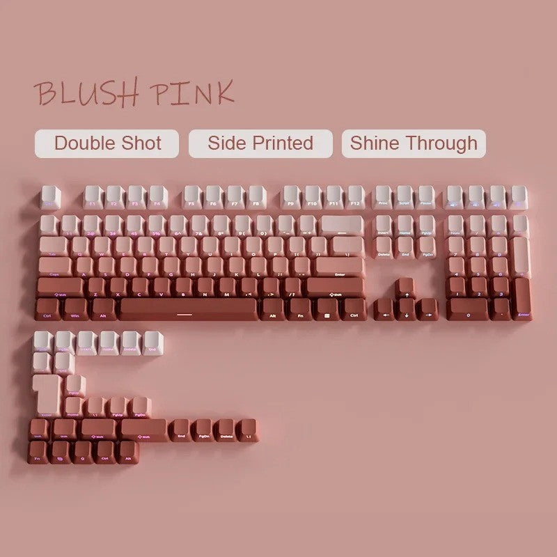Novas Teclas 133 Gradiente Verde Shine Through Keycaps Impressão Lateral PBT Keycap Perfil Cherry Double Shot para Teclados Mecânicos