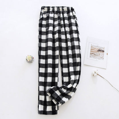 Women Pajama Pants Yoga Pants Elastic Waist Fuzzy Fleece Plaid Bottoms Soft Lounge Sleepwear With Pockets Plush Pajamas Pants