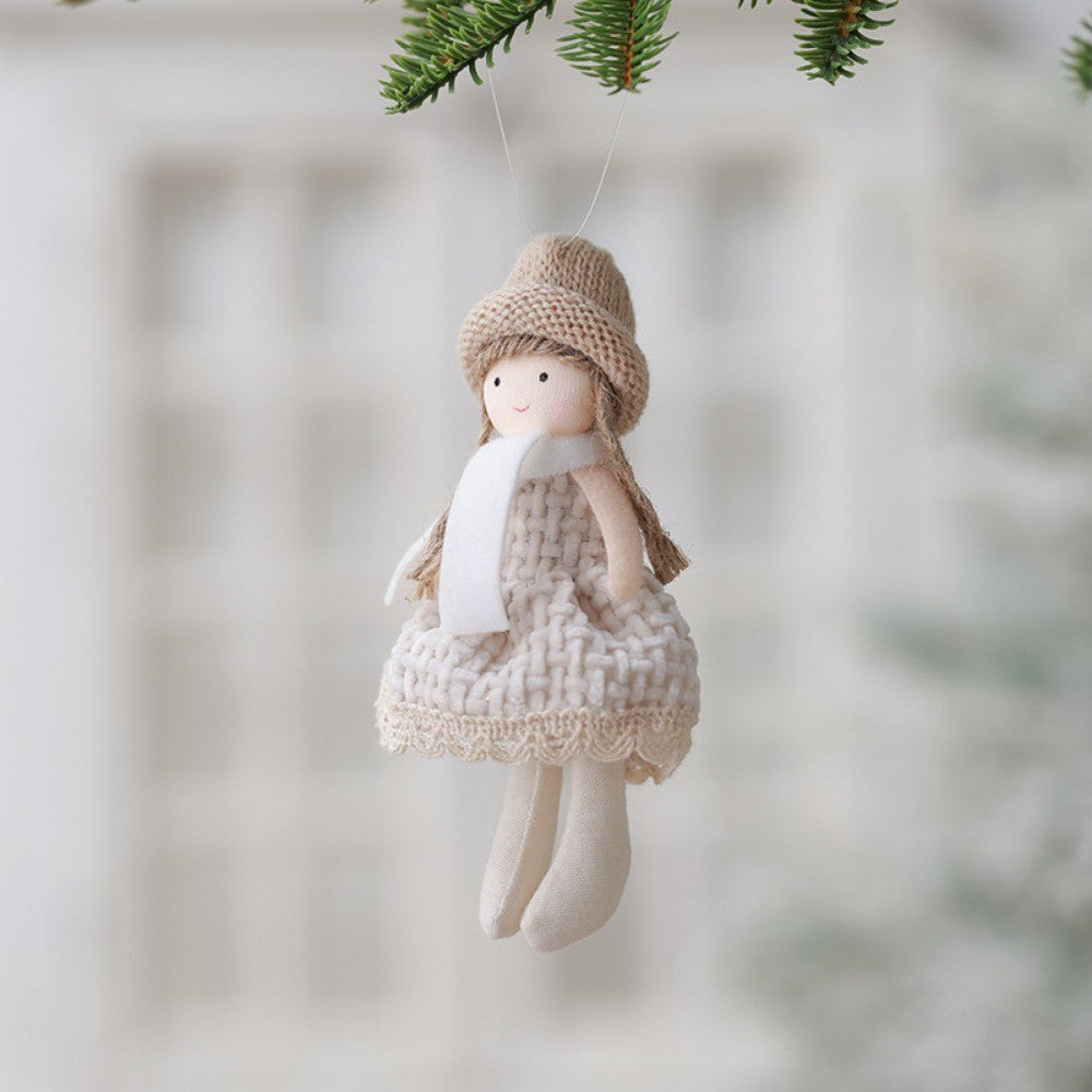 2Pcs New Christmas Cute Plush Angel Doll Pendant Lovely Boys Girls Xmas Tree Hanging Decoration Merry Christmas Party Ornaments