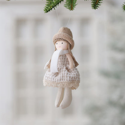 2Pcs New Christmas Cute Plush Angel Doll Pendant Lovely Boys Girls Xmas Tree Hanging Decoration Merry Christmas Party Ornaments