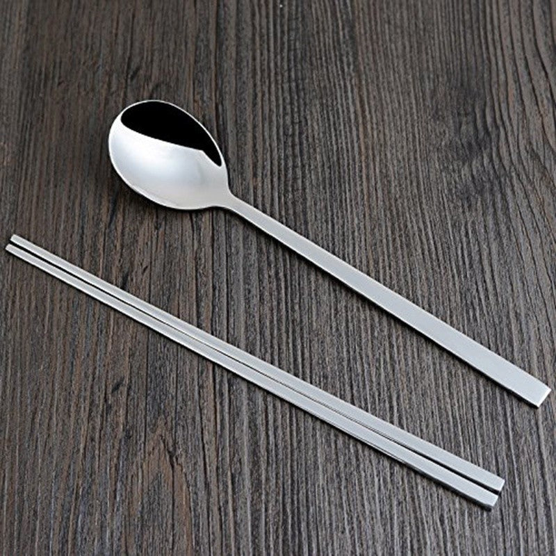Korean Tableware Set High Quality Stainless Steel Dinner Set Colors Luxury Dinnerware Spoon Chopsticks Cutlery Small Tools