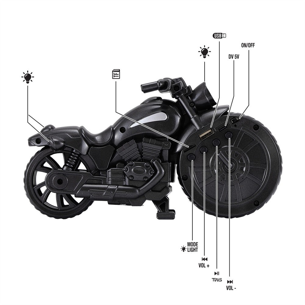 Bluetooth Speaker Motorcycle Replica Retro Ride FM Radio TWS LED Party Lights Tws Rechargeable USB TF Outdoor Speaker