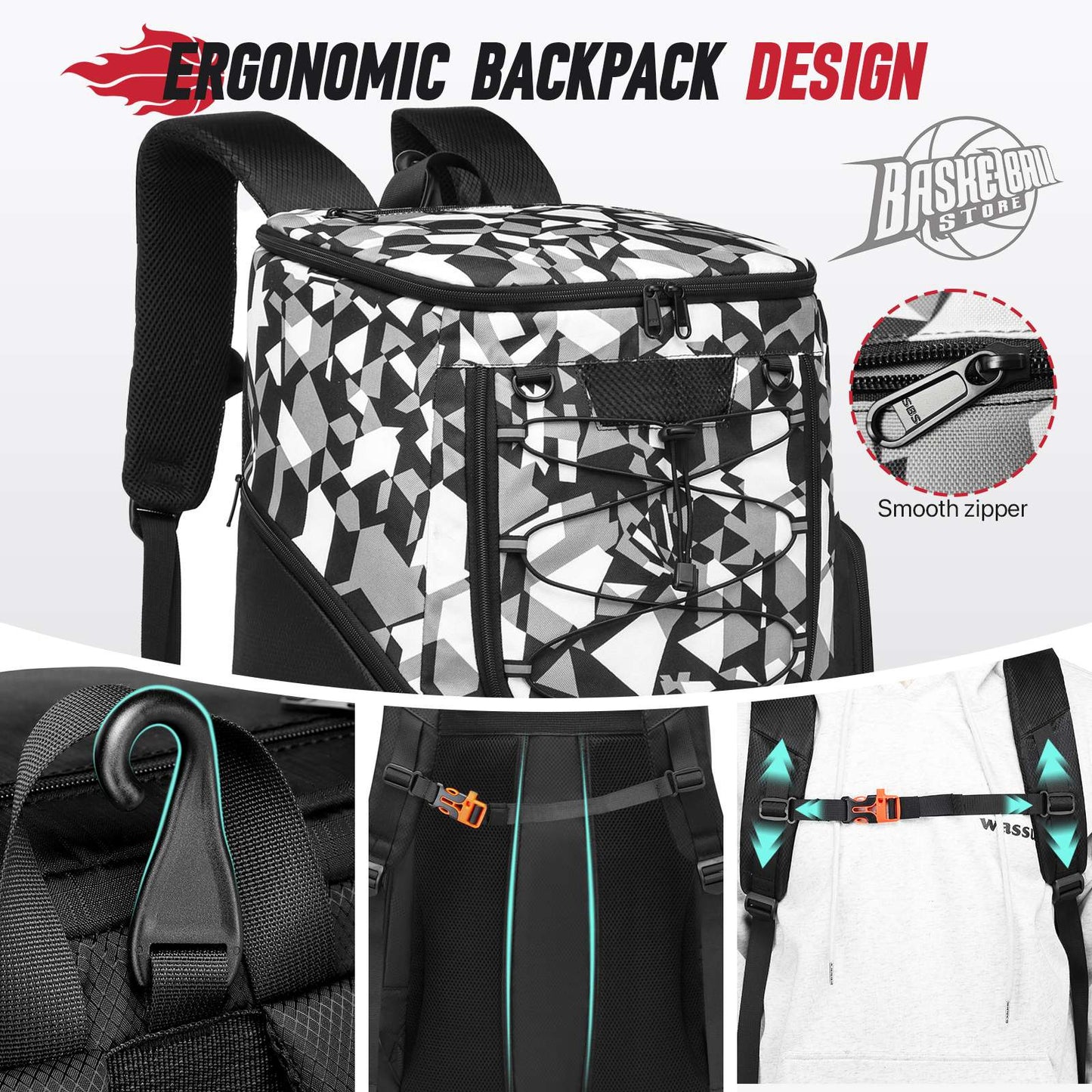 Football Backpack Men Basketball Backpack Outdoor Soccer Football Storage Bags Training Sports Knapsack with Shoe Compartment