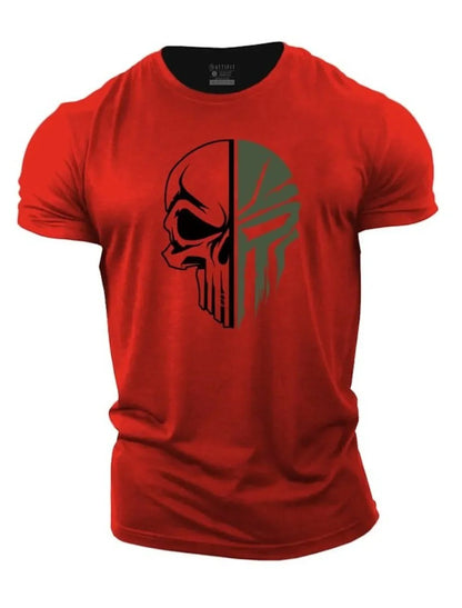 Summer Fashion Men's Pure cotton T Shirt 2D  Military Skull Dropped  Gym Short-Sleeved tracksuit men Clothing t-shirt tops