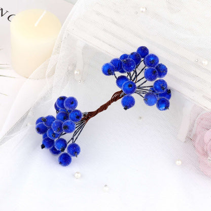 40pcs Mini Christmas Frosted Artificial Berry Vivid Red Holly Berries Wedding Party Decoration Artificial Flowers Home Decor
