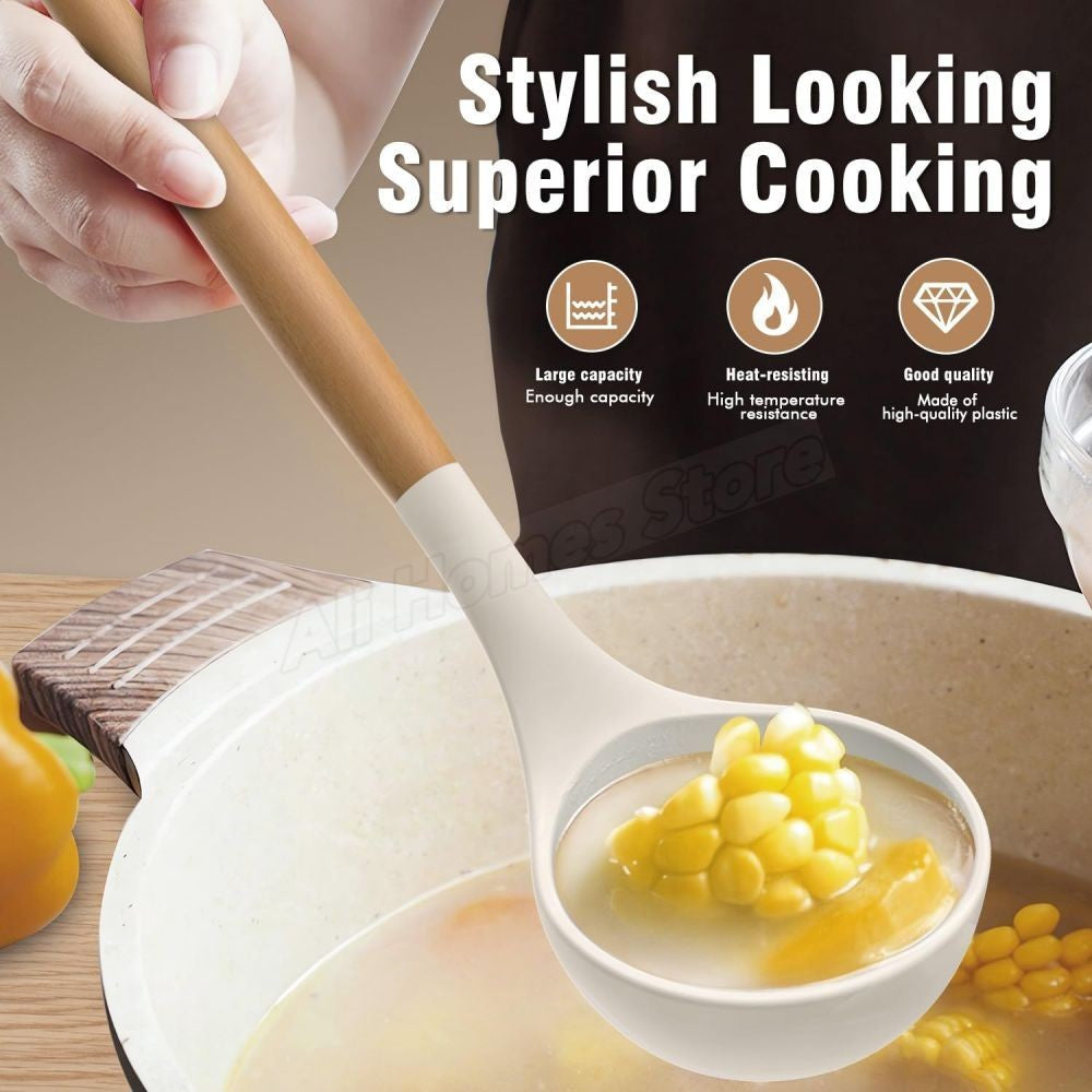 12PCS Silicone Kitchen Utensils Cooking Set Food Grade Cookware Utensils Turner Spatula Measuring Spoon Practical Kitchenware
