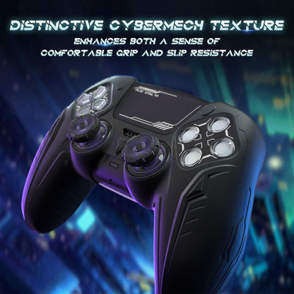 PlayVital Silicone Grip Case for PS5 Controller - Futuristic CyberMech Design Cover Compatible with PS5 Official Charging Dock