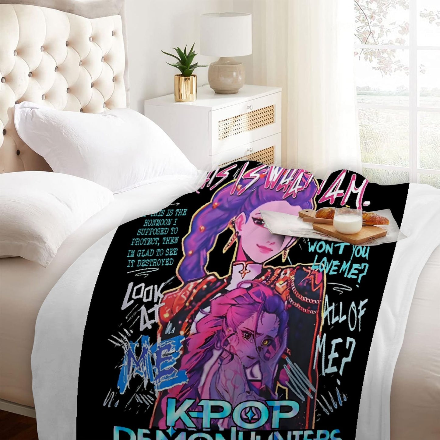 Huntrix Blankets K pop Demon Hunters Zoey Rumi Mira Soft Warm Throw Blanket Winter Kids Couch Bed Fluffy Bedspread