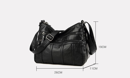 Fashion Soft Leather Crossbody Bags for Women 2025 Casual Female Multi Pocket Messenger Bags Retro Handbags Ladies Shoulder Bags