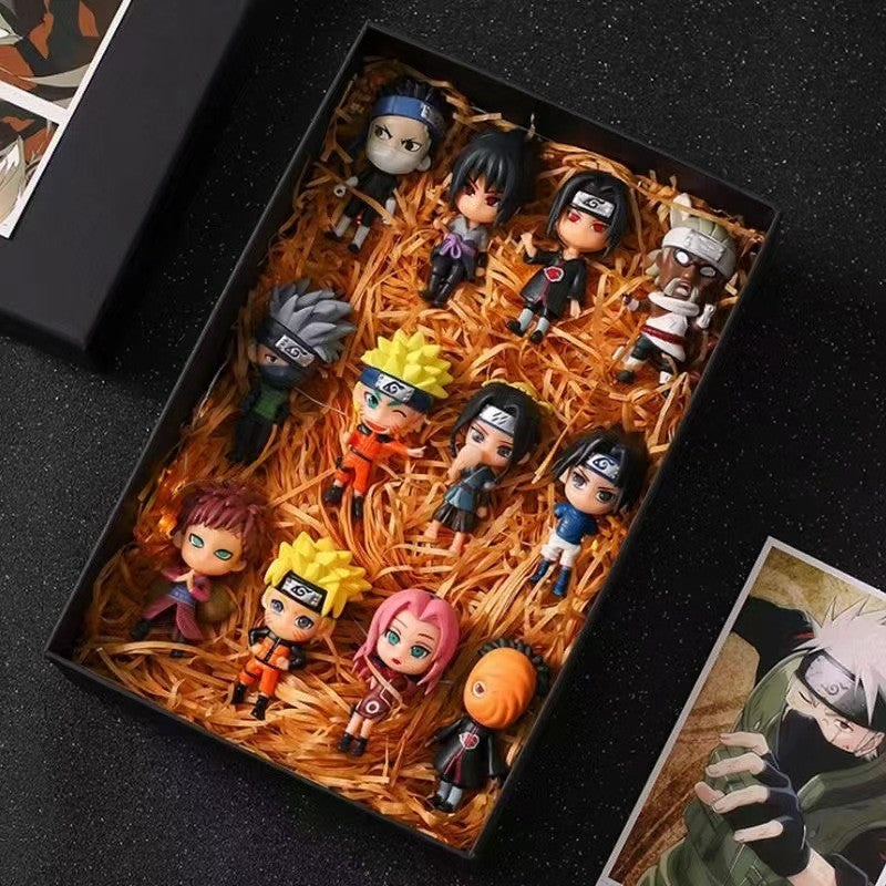 6 Peças/Lote NARUTO Sasuke Gaara Uchiha Madara Boneco 7-8cm 2 Estilos Base de Personalidade Miniaturas de Brinquedo de Presente