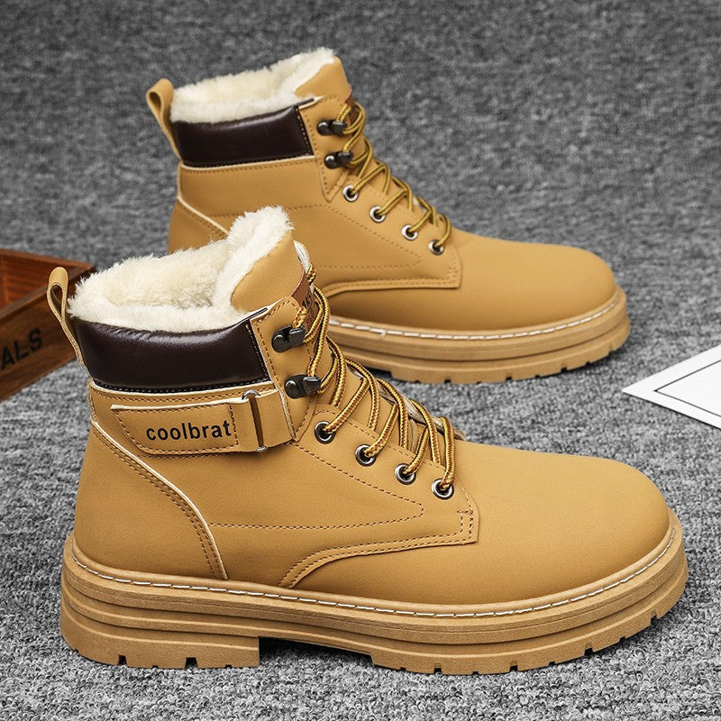 Botas masculinas de sarja cano alto, tênis esportivo casual, botas masculinas modernas e estilosas