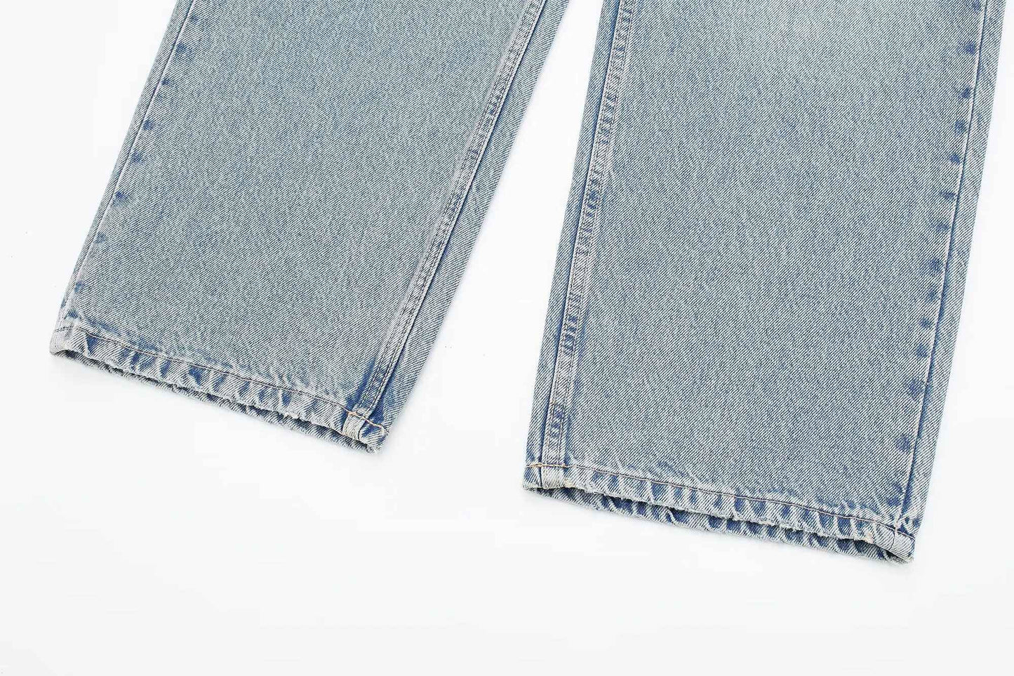 HH 2024 Women's Street Fashion Denim Blue Jeans Distressed Patchwork High Waist Zipper Fly Ripped Retro Long Pants