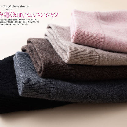 100% pure wool skirt new women's autumn and winter mid-length high-waisted thin cashmere skirt knitted all-match hip skirt