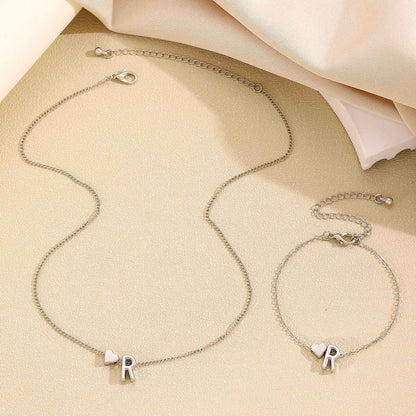 LATS Fashion Tiny Heart Dainty Necklace Gold Silver Color 26 Letter Name Choker For Women Pendant Bracelets Jewelry Gift
