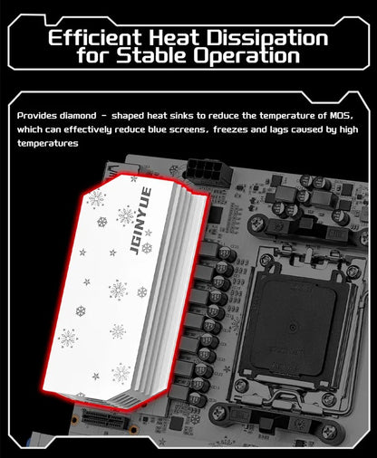 Placa-mãe JGINYUE B650M PRO V2 AM5 M-ATX para processadores AMD® Ryzen™ 7000/8000/9000 Series DDR5 RAM de até 96GB e 3 Slots M.2 para computadores (sem Wi-Fi)