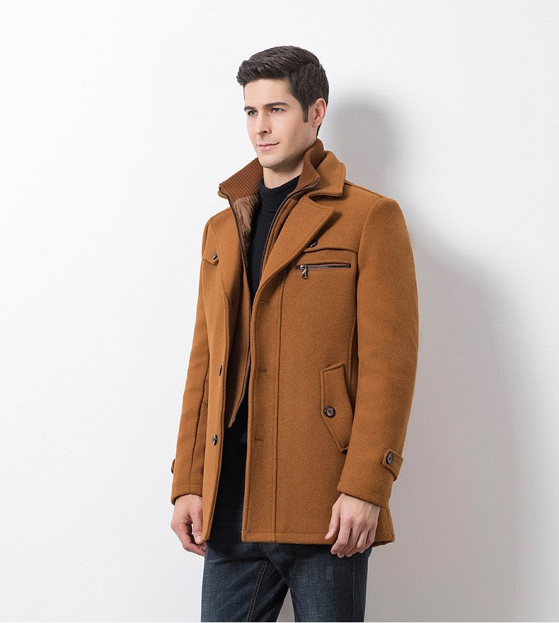 Winter Men's Jacket Oversized Wool Overcoat Solid Warm Pea Coats Thicken Casual Woolen Coat Men Clothing Parka A3F1303