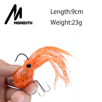 Isca de Pesca MEREDITH com Contrapeso Embutido 23g 9cm Cauda Longa Polvo Macio Isca Artificial de Silicone Macia