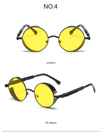 Metal Steampunk Sunglasses Men Women Fashion Round Glasses Brand Designer Vintage Sun Glasses High Quality Oculos de sol UV400