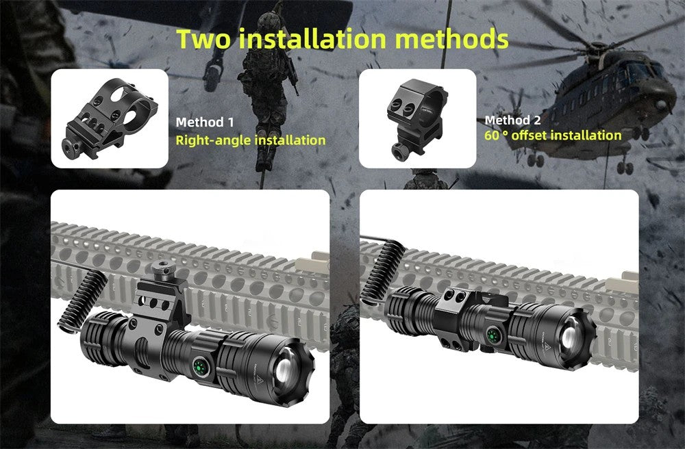 2000LM USB-C Rechargeable LED Flashlight Zoomable Beam Waterproof Outdoor Light with Mount Strobe Mode for Camping Cycling Emergency